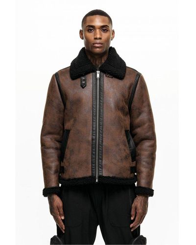 Good For Nothing Aviator Shearling Jacket - Brown