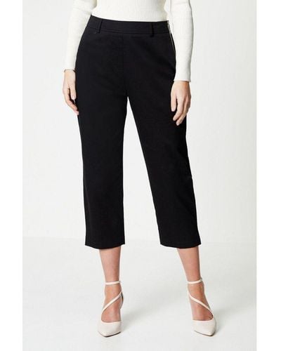 Wallis Petite Side Zip Stretch Crop Trousers Cotton - Black