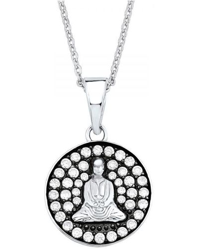Amor Chain With Pendant For Ladies, Sterling 925, Synth. Cz Buddha (Archived) - White