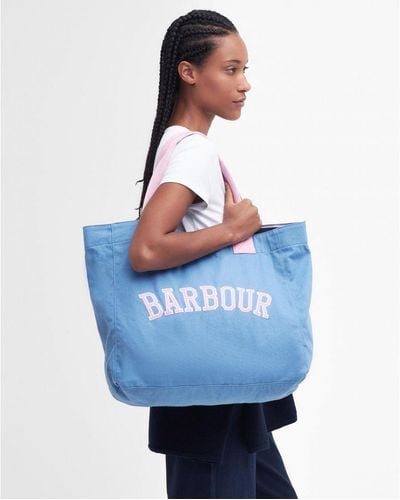 Barbour Logo Holiday Tote Bag - Blue