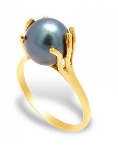 Blue Pearls Pearls Tahitian Pearl Ring And 375/1000 - White