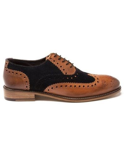 London Brogues Gatsby Brogue Shoes Leather - Brown