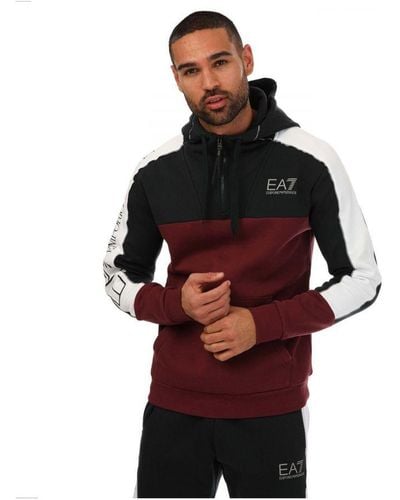 EA7 Men's Emporio Armani Tape Hoody In Red Navy - Rood