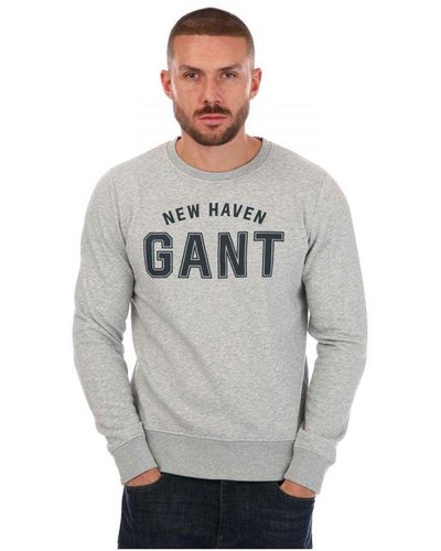 GANT Logo Crew Neck Sweatshirt - Grey