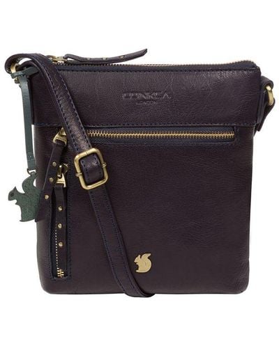 Conkca London 'elf' Navy Leather Cross Body Bag - Blue