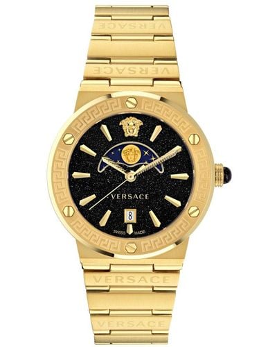Versace Greca Logo Moonphase Watch Ve7G00323 Stainless Steel (Archived) - Metallic