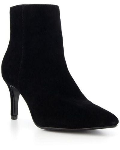 Dune Ladies Obsessive 2 - Kitten Heel Pointed Toe Ankle Boots Suede - Black