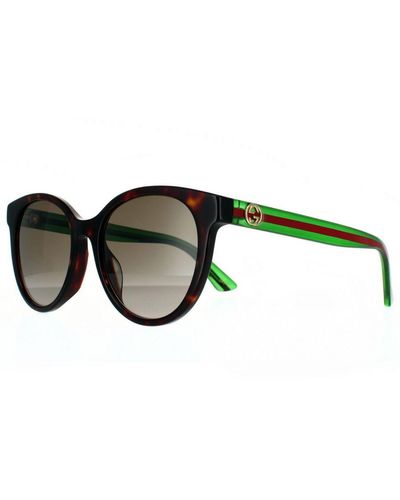Gucci Round Havana With And Gradient Sunglasses - Green