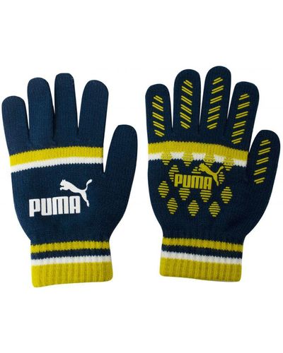 PUMA Cat Magic Big Logo Winter Gloves Teal Yellow 041678 02 Textile - Blue