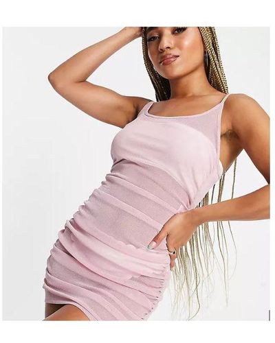 South Beach Stretch Mesh Ruched Side - Pink