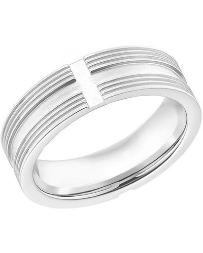 S.oliver Ring Voor Mannen, Roestvrij Staal Id | Kruis - Wit