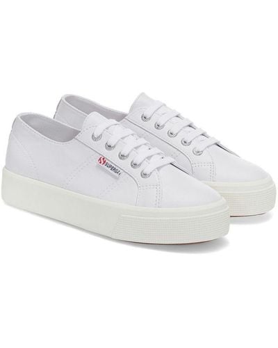 Superga 2730 Nappa Leather Lace Up Trainers - White