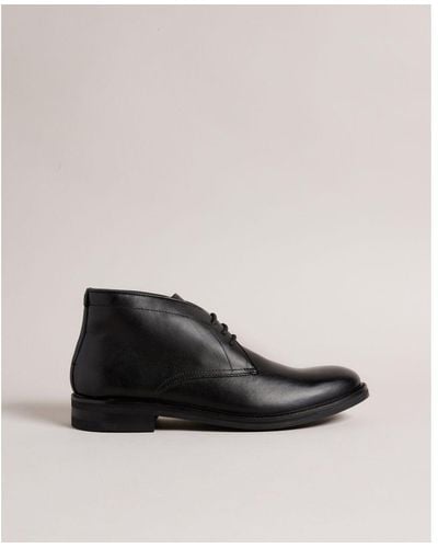Ted Baker Andreew Leather Chukka Button Sole Boot - Black
