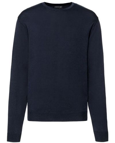Russell Collection Crew Neck Knitted Pullover Sweatshirt (French) - Blue