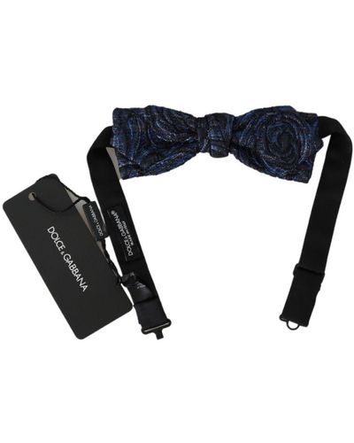 Dolce & Gabbana Mannen Blauw Jacquard Verstelbare Hals Papillon Strik - Zwart