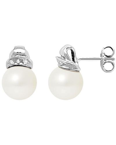 Blue Pearls Pearls Freshwater Diamonds Earrings And 750/1000 - White
