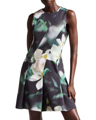 Ted Baker Maggnie Printed Neoprene Skater Dress - Black