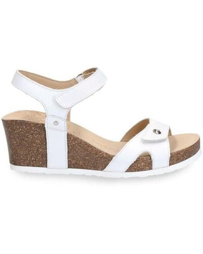 Panama Jack Womenss Julia B1 Wedge Leather Sandals - White