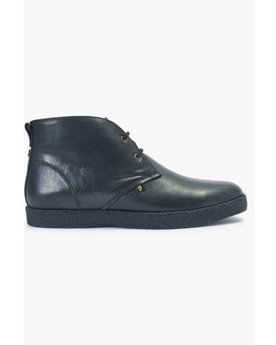 Farah Black 'jonah' Leather Lace Up Casual Boot - Blue