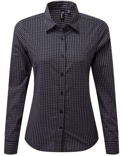 PREMIER Maxton Gingham Shirt Met Lange Mouwen (staal/zwart) - Blauw