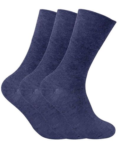 Sock Snob 3 Pack Non Elastic Thermal Diabetic Socks For Poor Circulation - Blue