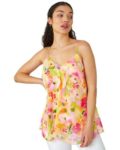 D.u.s.k Floral Print Double Layer Cami Top - Pink