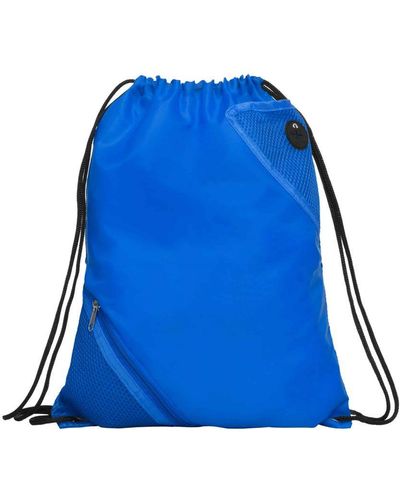 Roly Adult Teen Gym Swimming Sports Drawstring Bag With Zip Pocket - Blue