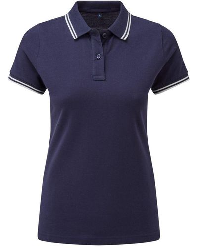 Asquith & Fox Ladies Classic Fit Tipped Polo (/) - Blue