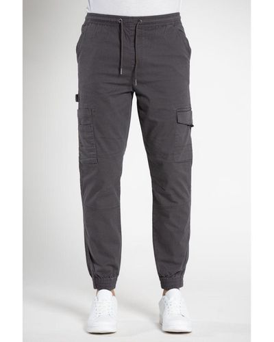 Tokyo Laundry Dark Cotton Drawstring Cargo Trousers - Grey