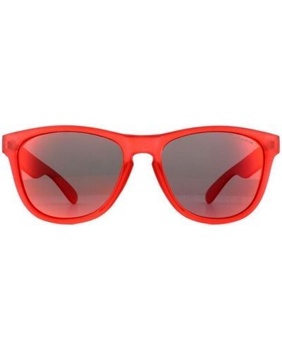 Polaroid Rectangle Matte Mirror Sunglasses - Red