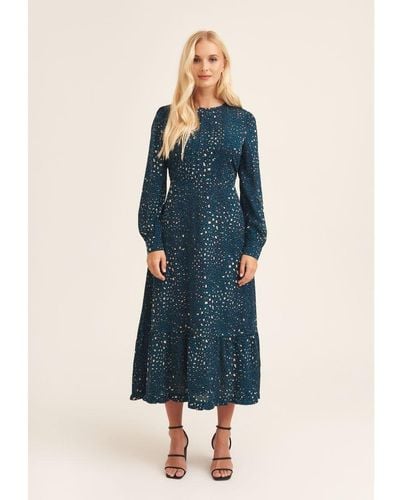 Gini London Maxi-jurk Met Luipaardprint En Lange Mouwen - Blauw