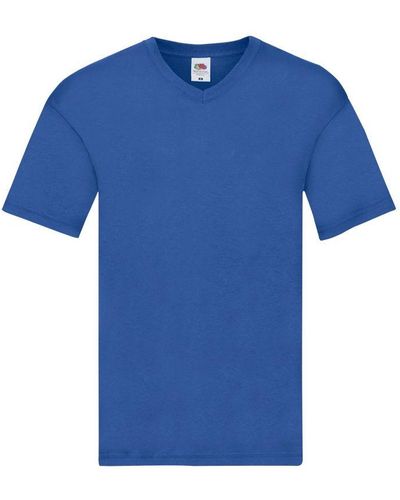 Fruit Of The Loom Original Plain V Neck T-Shirt (Royal) Cotton - Blue
