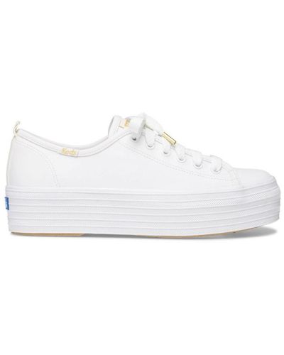 Keds Triple Up White Leather Trainers With 1-inch Platform Heel