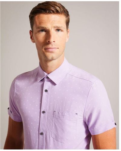 Ted Baker Nochip Short-Sleeved Floral Geo Shirt - Purple