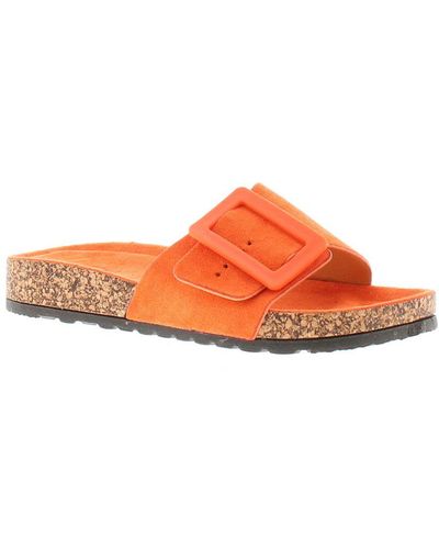 Platino Flat Sandals Mules Blink Slip On Micro Fibre - Orange