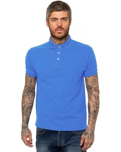 Kruze By Enzo Short Sleeve Polo Shirts Polycotton - Blue