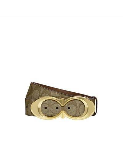 COACH 38mm Kissing C Buckle Signature Pvc Belt - Natural