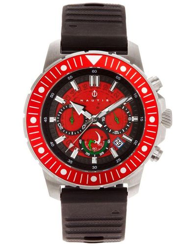 Nautis Caspian Chronograph Strap Watch W/Date - Red