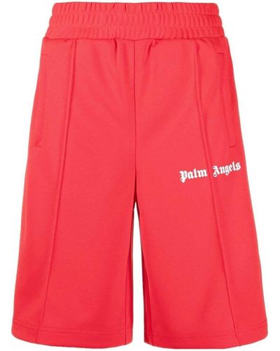 Palm Angels paint-splatter logo-print Track Shorts - Brown