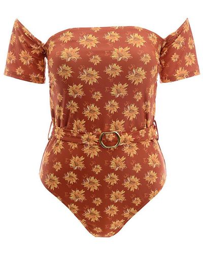 Juicy Couture Good Morning Miss Daisy Swimsuit In Red - Orange