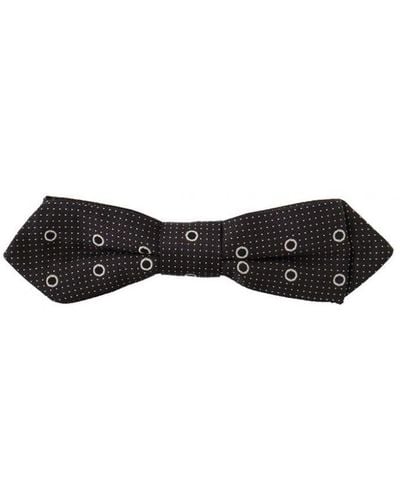 Dolce & Gabbana Black White Polka Dot 100% Silk Neck Papillon Tie
