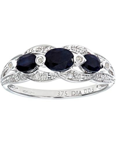 DIAMANT L'ÉTERNEL 9Ct Sapphire And Diamond Fig 8 Design Ring - Blue