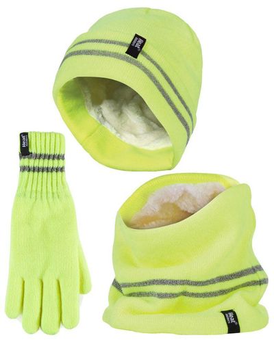 Heat Holders Hi Vis Hat, Neck Warmer & Gloves Set - Green