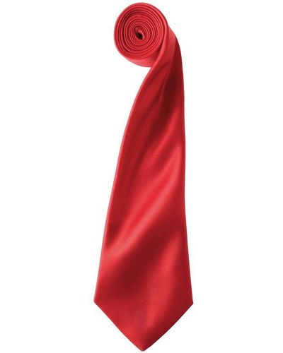 PREMIER Plain Satin Tie (Narrow Blade) () - Red