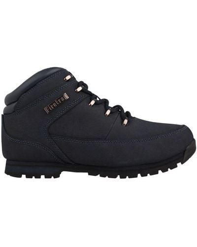 Firetrap Rhino Ankle Boots Casual Walking Shoes Grip Sole Lace Up Leather - Black