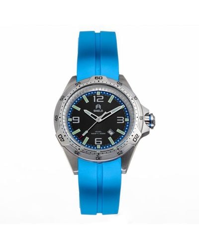 Shield Vessel Strap Watch W/Date - Blue