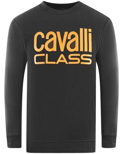 Class Roberto Cavalli Bold Brand Logo Black Sweatshirt