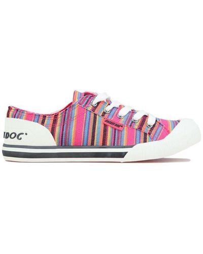 Rocket Dog Womenss Jazzin Aloe Stripe Court Shoes Multi Colour Uk 3In - Pink