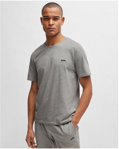 BOSS Boss Mix & Match Stretch-Cotton Regular Fit T-Shirt With Logo Detail Nos - Grey
