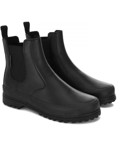 Superga 2678 Alpina Faux Leather Ankle Boots - Black
